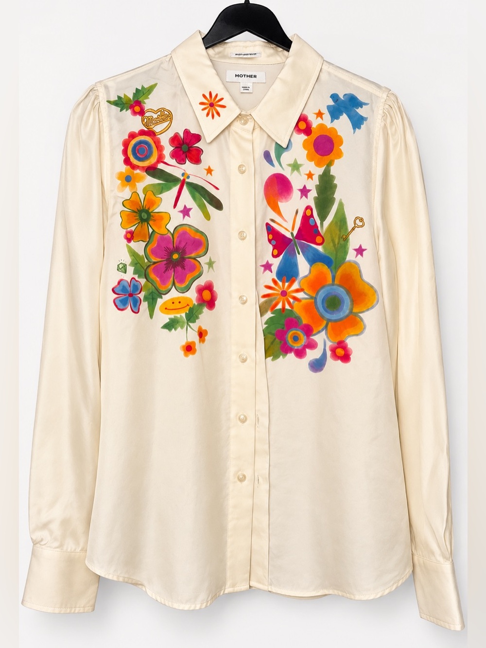 🌺🌸🦋 NWOT- MOTHER The Gathered Honey Mystical Garden Cupro Shirt M